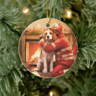 Adorno De Cerámica Navidades Beagle, regalo para el amante del bomber