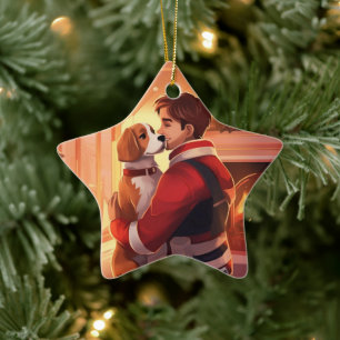 Adorno De Cerámica Navidades Beagle, regalo para el amante del bomber