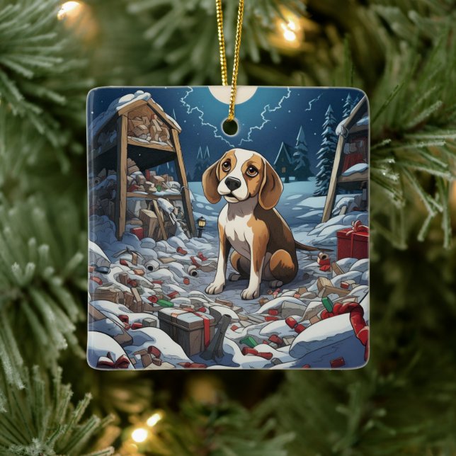 Adorno De Cerámica Navidades Beagle, regalo para el amante del perro  (Árbol)
