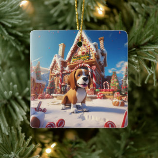Adorno De Cerámica Navidades Beagle, regalo para el amante del perro 