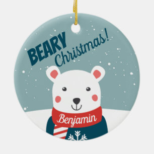 Adorno De Cerámica Navidades beatos con oso polar personalizado