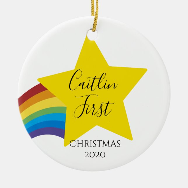 Adorno De Cerámica Navidades bebé, primer recién nacido navidad, (Frente)