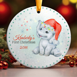 Adorno De Cerámica Navidades bebés  bebé elefante chica