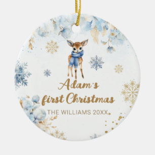 Adorno De Cerámica Navidades bebés Deer Foto personalizada