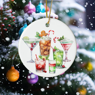 Adorno De Cerámica Navidades Bebidas Cócteles