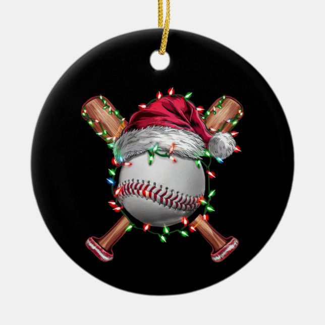 Adorno De Cerámica Navidades Béisbol Santa Sports Navidad (Frente)