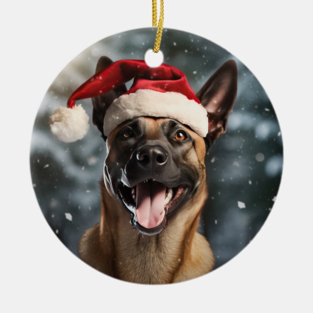 Adorno De Cerámica Navidades belgas de Malinois Keepsake (Frente)