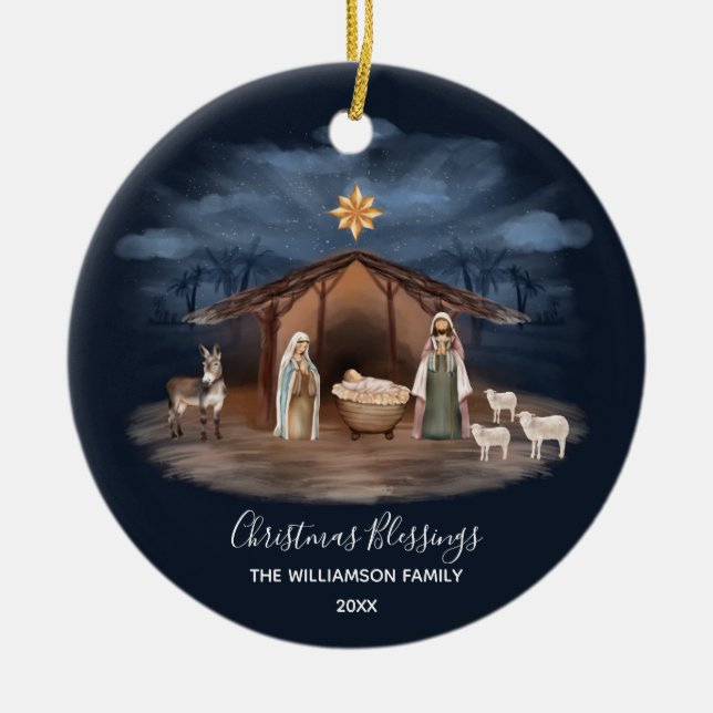 Adorno De Cerámica Navidades bendiciendo a los cristianos (Frente)