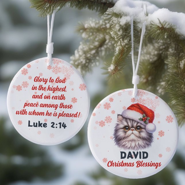 Adorno De Cerámica Navidades Bendiciendo a un lindo gato persa Orname (Subido por el creador)