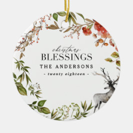Adorno De Cerámica Navidades Bendición follaje acuarela Vacaciones
