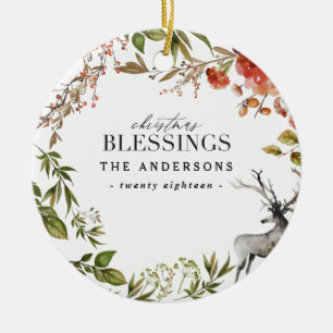 Adorno De Cerámica Navidades Bendición follaje acuarela Vacaciones