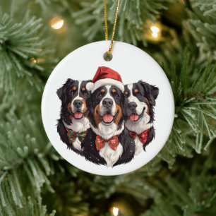 Adorno De Cerámica Navidades Bernese Mountain Dogs