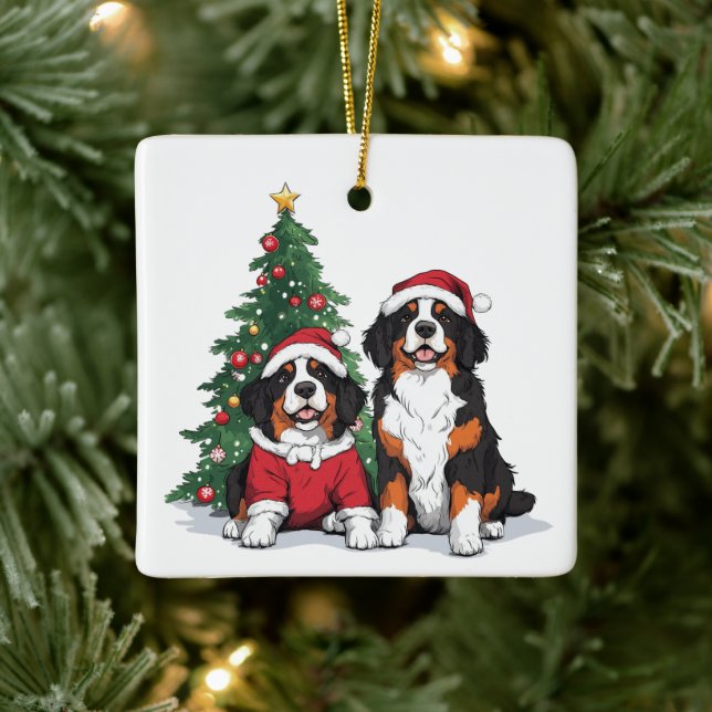 Adorno De Cerámica Navidades Bernese Mountain Dogs (Árbol)
