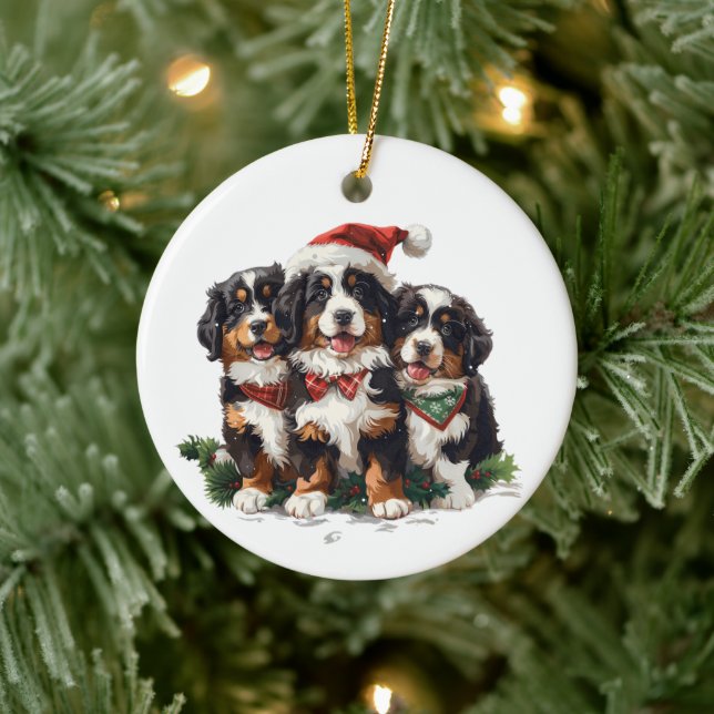 Adorno De Cerámica Navidades Bernese Mountain Dogs (Árbol)