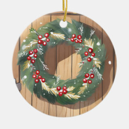 Adorno De Cerámica Navidades Berry Wreath | Melaza Rustica Merry