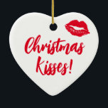 Adorno De Cerámica Navidades besan el festival rojo y blanco<br><div class="desc">Navidades Besan Ornamento Cerámico Rojo y Blanco. Puede cambiar la redacción para que se ajuste a sus propios deseos.</div>