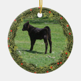 Adorno De Cerámica Navidades Black Angus Calf