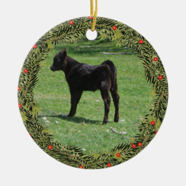 Adorno De Cerámica Navidades Black Angus Calf (Frente)