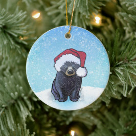 Adorno De Cerámica Navidades Black Bear Cub