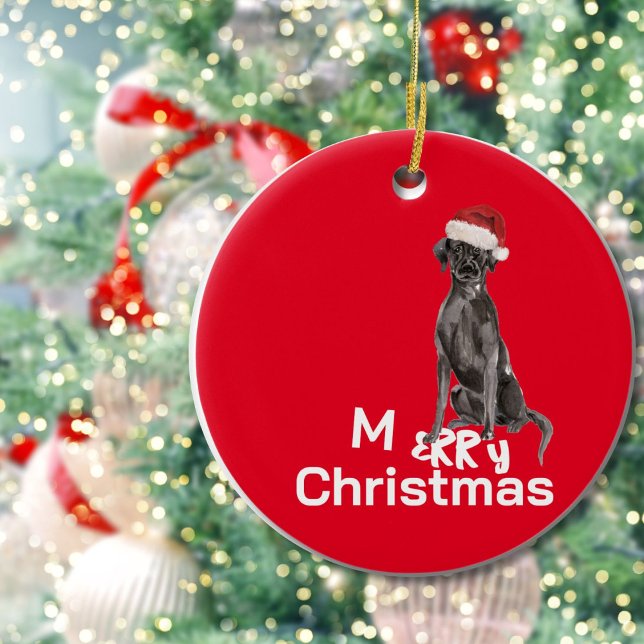 Adorno De Cerámica Navidades Black Labrador Dog Photo Merry Greeting (Subido por el creador)