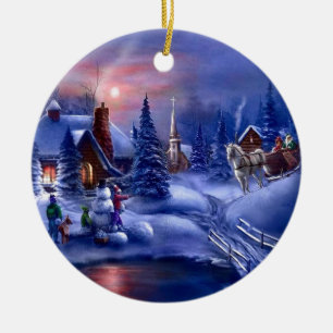 Adorno De Cerámica Navidades blancos