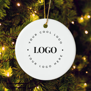 Adorno De Cerámica Navidades blancos con logotipo de negocios de círc