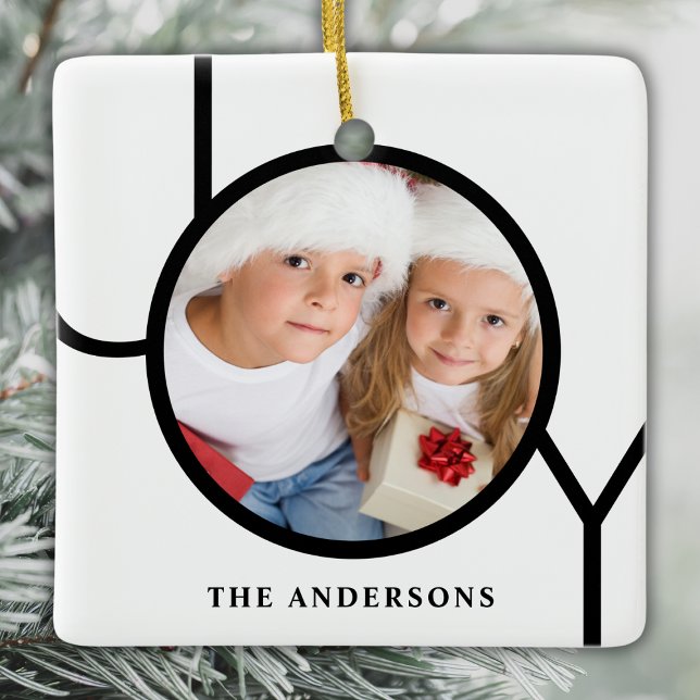 Adorno De Cerámica Navidades blancos de foto de nombre personalizado (Subido por el creador)
