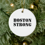 Adorno De Cerámica Navidades blancos y negros de Boston Strong<br><div class="desc">Ornamento cerámico de Navidades blancos y negros de Boston</div>