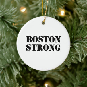 Adorno De Cerámica Navidades blancos y negros de Boston Strong