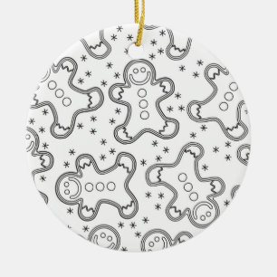 Adorno De Cerámica Navidades blancos y negros Gingerbreads
