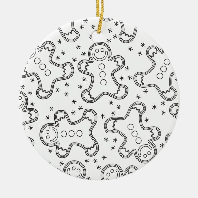 Adorno De Cerámica Navidades blancos y negros Gingerbreads (Frente)