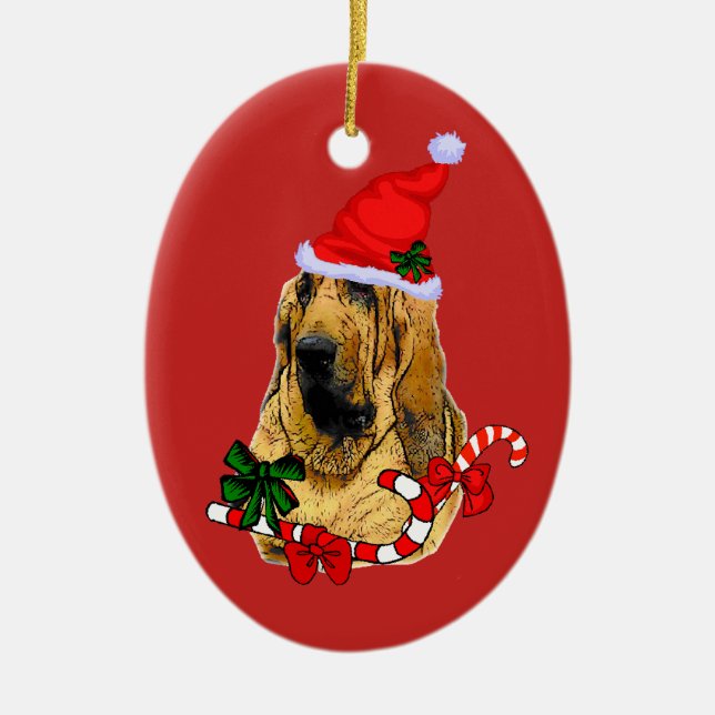 Adorno De Cerámica Navidades Bloodhound (Frente)