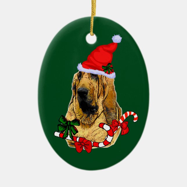 Adorno De Cerámica Navidades Bloodhound (Frente)