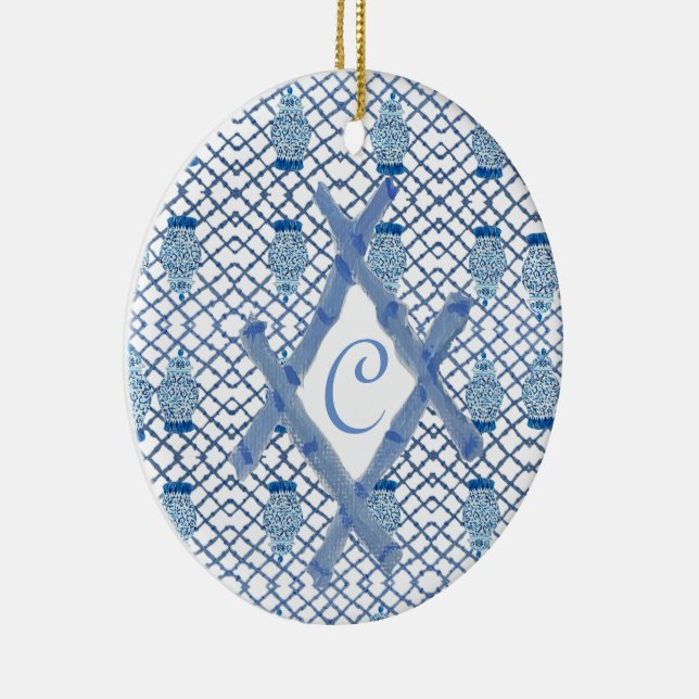 Adorno De Cerámica Navidades Blue Ginger Jar Ceramic (Derecha)