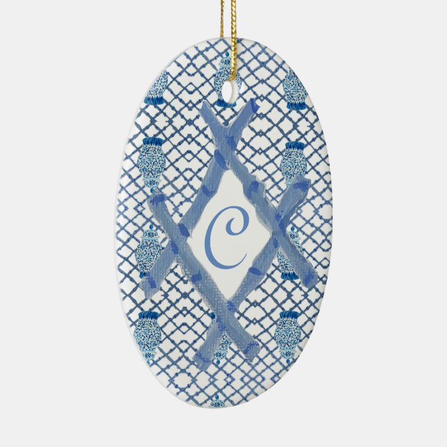 Adorno De Cerámica Navidades Blue Ginger Jar Ceramic Ceramic Ornamen (Derecha)