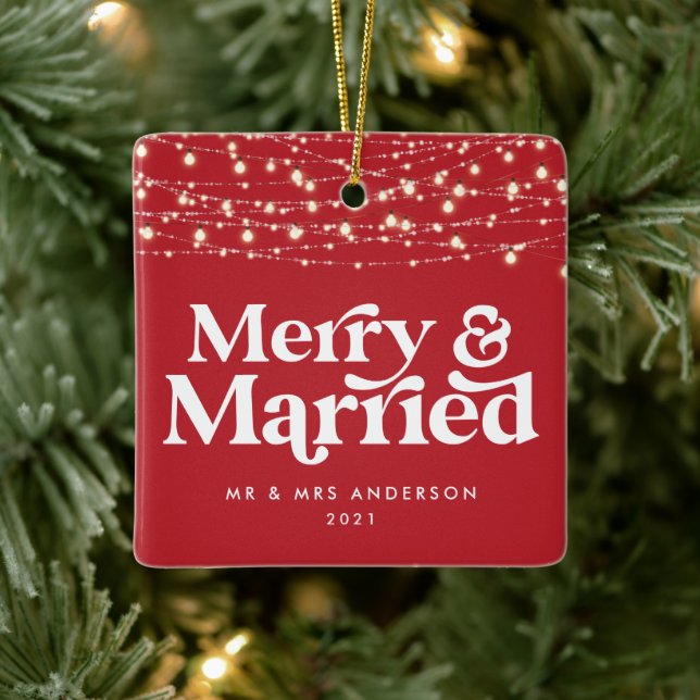 Adorno De Cerámica Navidades bodas casados y merry  (Árbol)