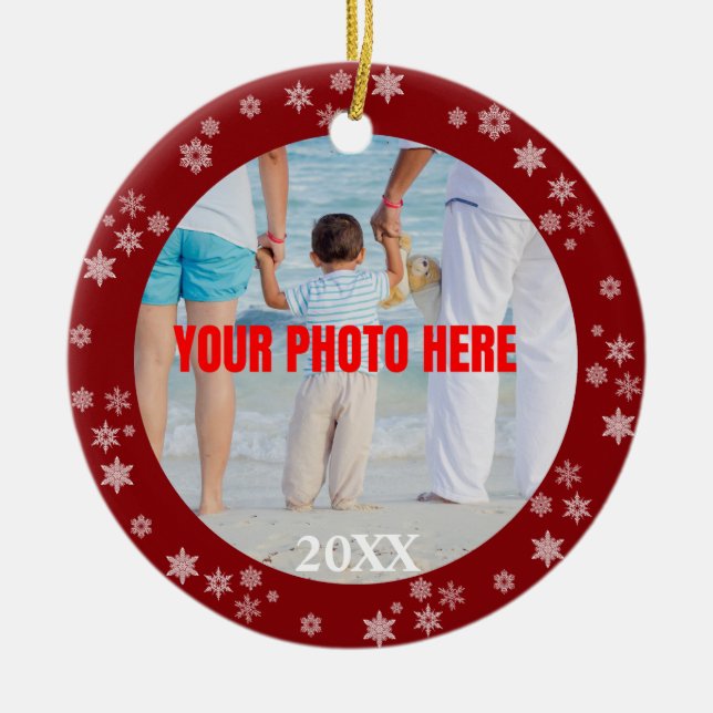 Adorno De Cerámica Navidades bordeados de nieve personalizados (Frente)