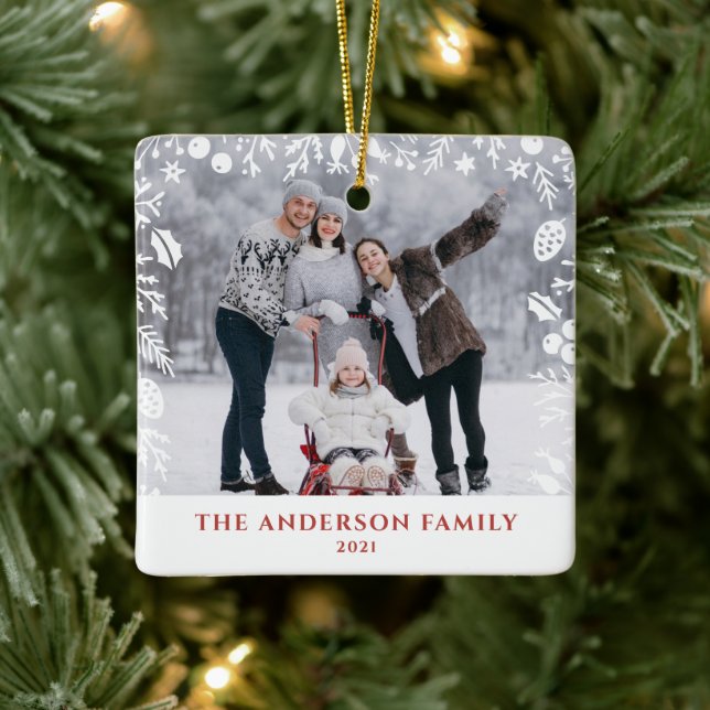 Adorno De Cerámica Navidades botánicos blancos fotografía de familia (Árbol)