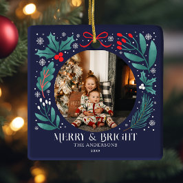 Adorno De Cerámica Navidades Botánicos de Invierno Azul Foto