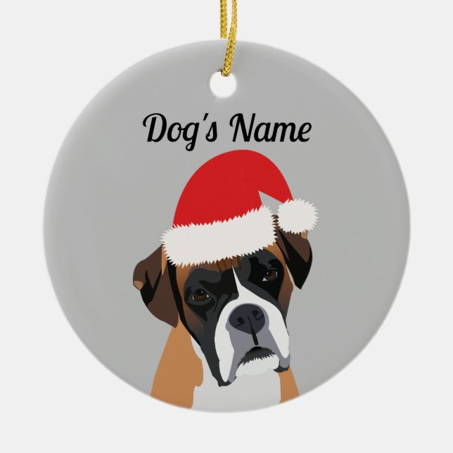 Adorno De Cerámica Navidades Boxer Dog Ornament (Frente)