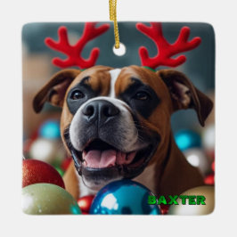 Adorno De Cerámica Navidades Boxer Dog Personalizado