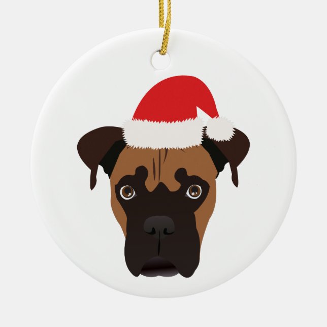 Adorno De Cerámica Navidades Boxer Puppy (Frente)