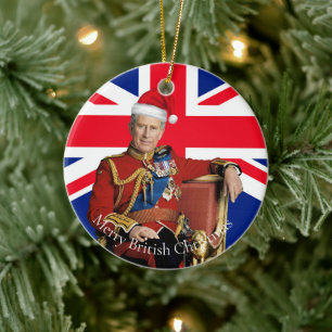 Adorno De Cerámica Navidades británicos Feliz Rey Carlos III