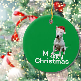 Adorno De Cerámica Navidades Bull Terrier Dog Merry Grey
