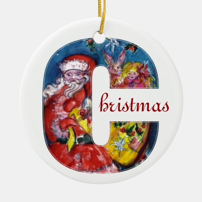 ADORNO DE CERÁMICA NAVIDADES C CARTA / SANTA CON GIFTS MONOGRAM (Frente)