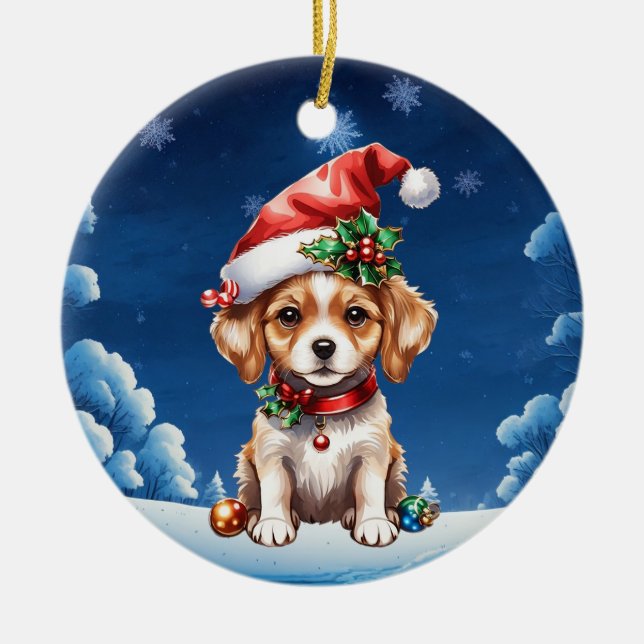 Adorno De Cerámica Navidades cachorritos (Frente)