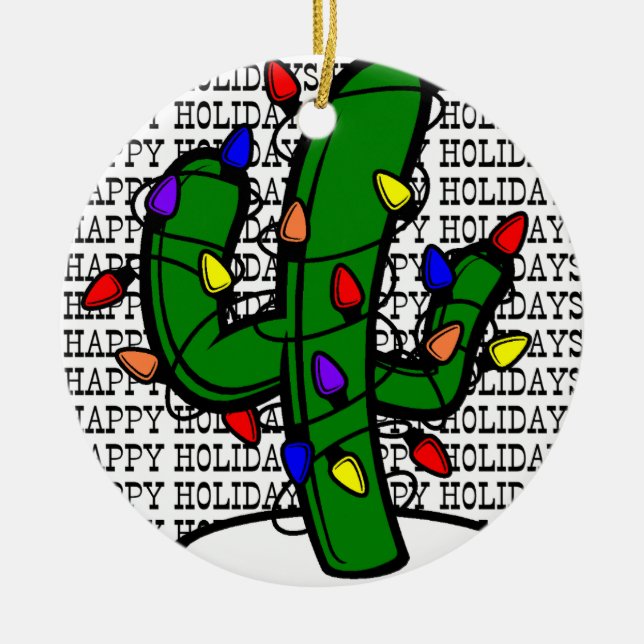 Adorno De Cerámica Navidades Cactus Ornament (Frente)