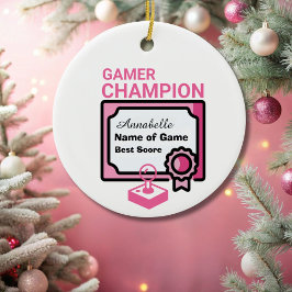 Adorno De Cerámica Navidades campeones de juego rosado y negro