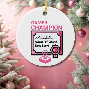 Adorno De Cerámica Navidades campeones de juego rosado y negro