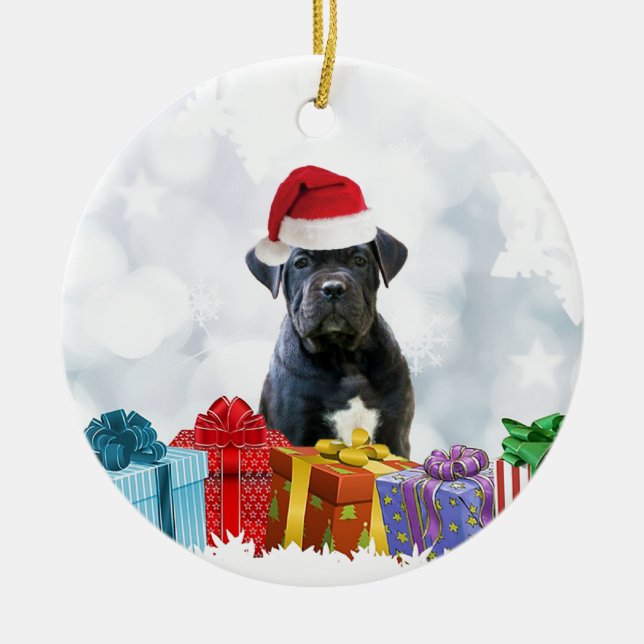 Adorno De Cerámica Navidades Cane Corso perro (Frente)